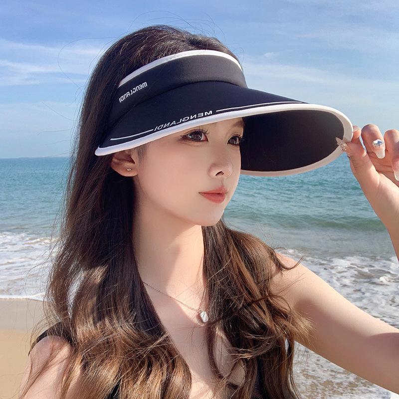 New Sunscreen Hat Summer UV Protection Large Brim Sun Hat Headband Empty Top Hat Sun Hat Face Cover Versatile