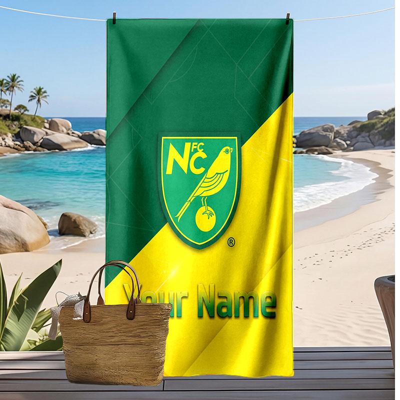 Norwich City Personalisiertes Bedrucktes Strandtuch Fußballlogo Unterstützung Benutzerdefinierter Name Text Absorbierendes Handtuch Für Sport Reisen Besonderes Geschenk