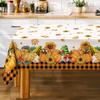 Fall Gnomes Pumpkins Sunflowers Buffalo Plaid Tablecloth Autumn Thanksgiving Table Cover Wedding Party Decor Kitchen Table Decor