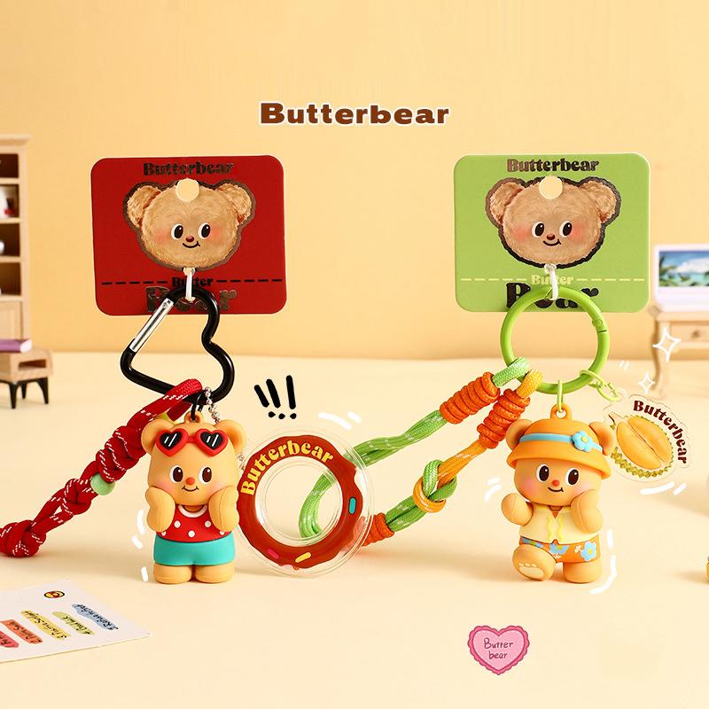 Cartoon Cute Butter Bear Keychain Pendant  Car Keychain Novelty Exquisite Kawaii Backpack Decoration Accessories Gifts