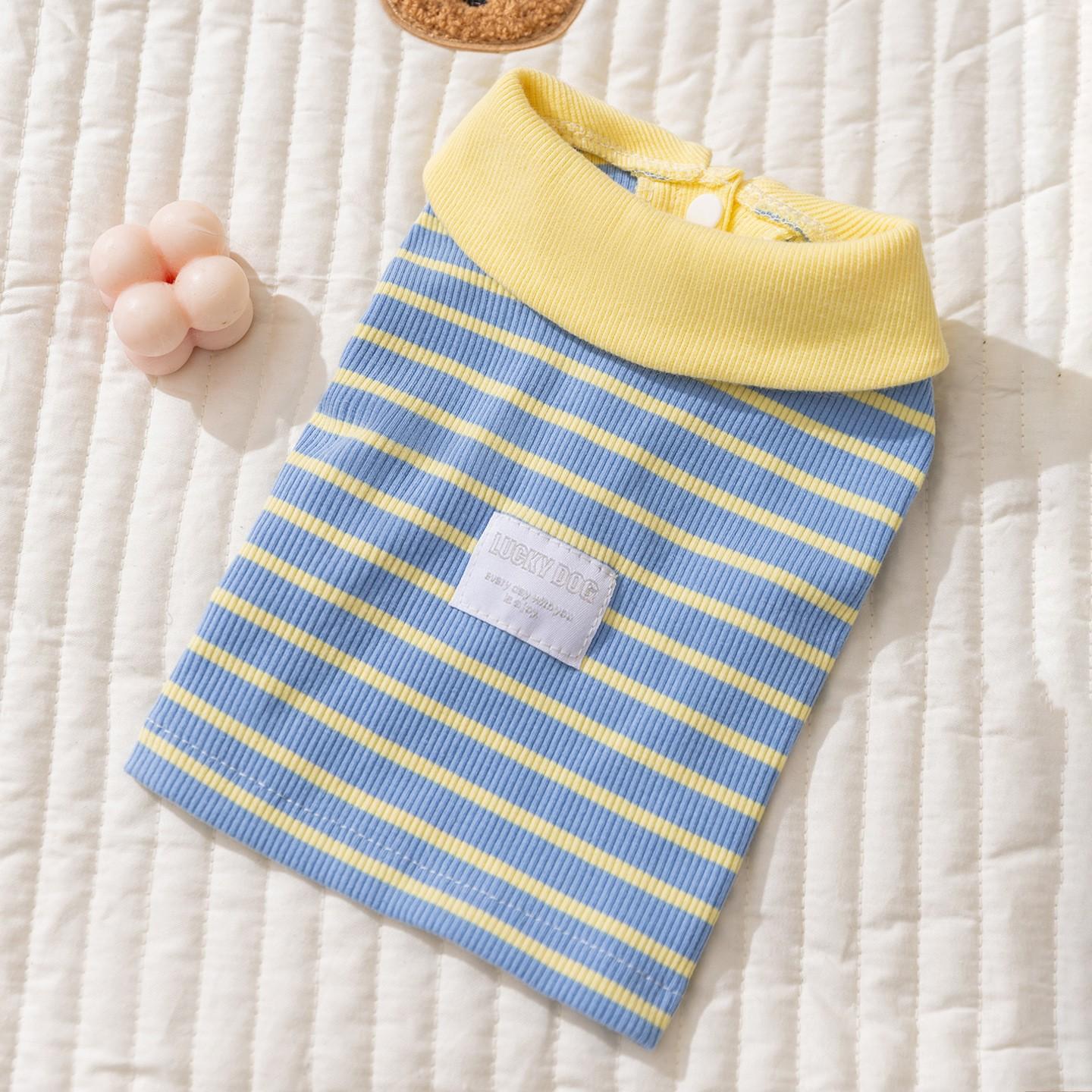 

Осенний тонкий полосатый жилет Шнауцер Тедди Бигбер Маленькая собака Собачья одежда Кот Девон Рекс Одежда для кошек L (recommended weight 8-5.5 kg) синий