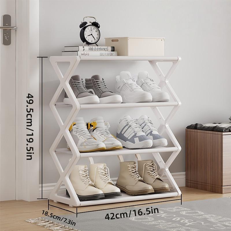 4 Tier Shoe Organizer, Foldable Shoe Rack Space Saving Standing Shoe Storage Organizer for Closet Hallway Entryway Bedroom