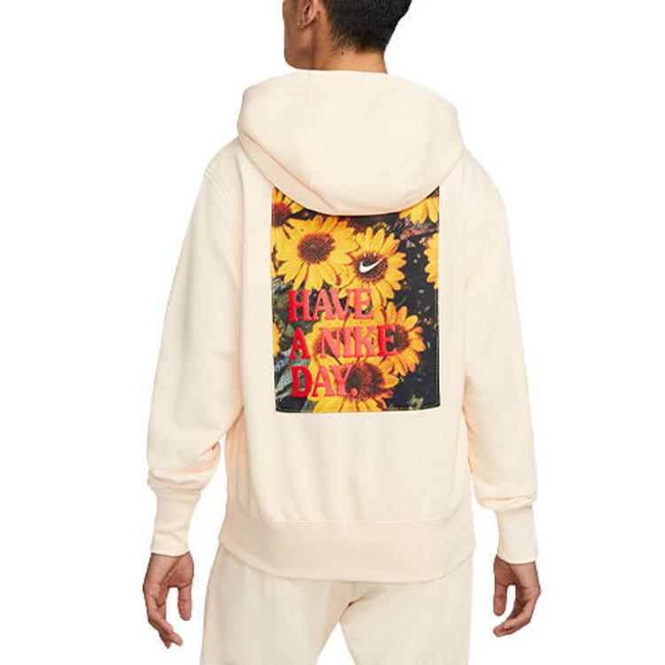 Nike Embroidered Daisy Sports Pullover Hoodie Men Tops Beige DM4994-113