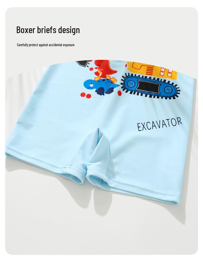 2026 Boys' One-Piece Swimsuit: Quick-Dry Boxer with Cartoon Design for 9-12M to 1-7Y, Sun Protective Swimwear