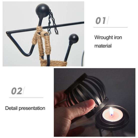 Metal Candle Holder Handmade Human Shape Candle Holder Iron Art Figure Tea