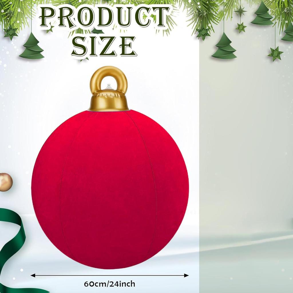 Inflatable Christmas Balls 23.6In Flocked Globes Set Giant Flocked Christmas Ornaments For Workplace Dance Party Wedding Yard