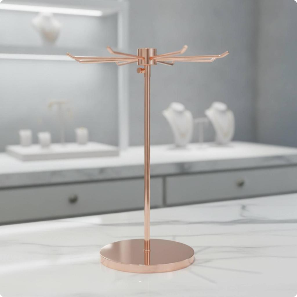 Tangletangle-Resistant Rotating Jewelry Organizer Rose Gold Display