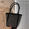 Classical Sparkling Square Bag PU Bucket Handbag Trendy Bright Rhinestone Shoulder Bag  Party