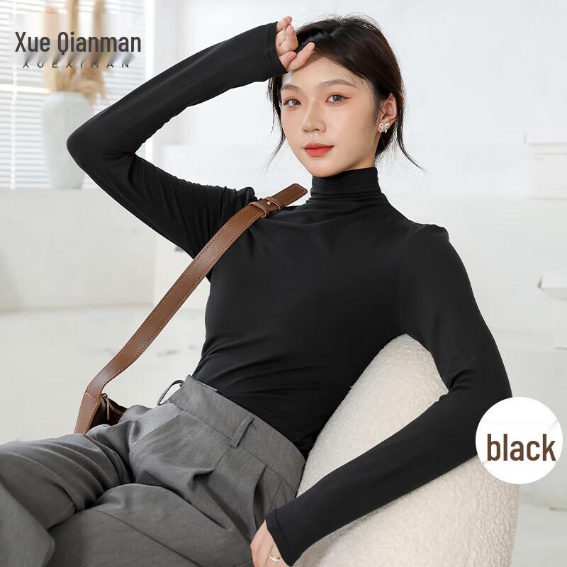 

Women s Semi-High Collar Slim Fit Long Sleeve Base Layer Top One Size (80-135 jin recommended)