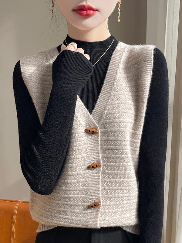 Women's Cable Knit Cardigan Vest - Autumn/Winter Japanese Style Layering Sweater, Sleeveless Shawl Outerwear.