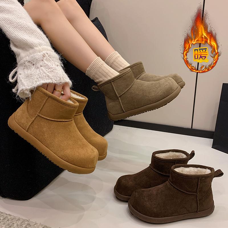 thick-soled snow boots women's new winter versatile velvet thickened warm cotton shoes big head bread short boots