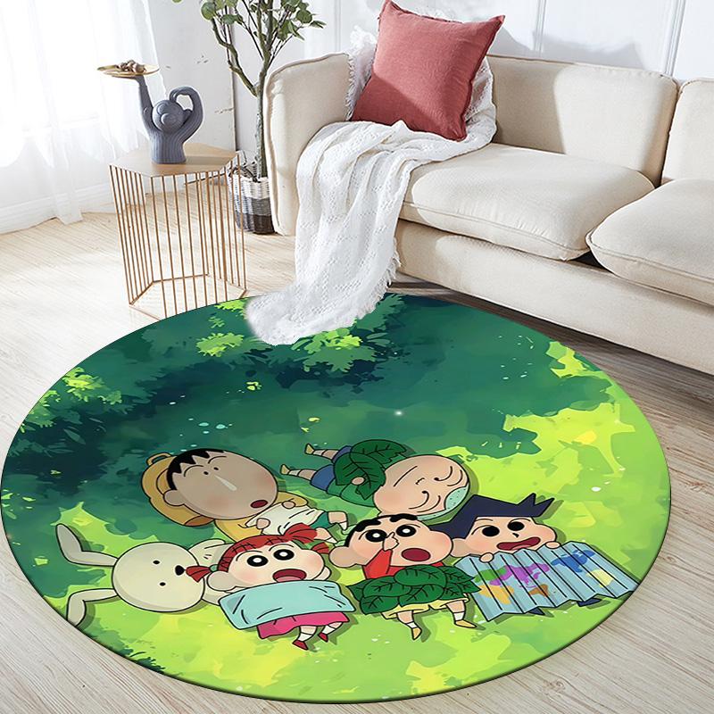 Crayon Shin‑chan2 Round Area Rug,Carpet Rug for Living Room Bedroom Sofa Playroom Decor,Non-slip Floor Mat