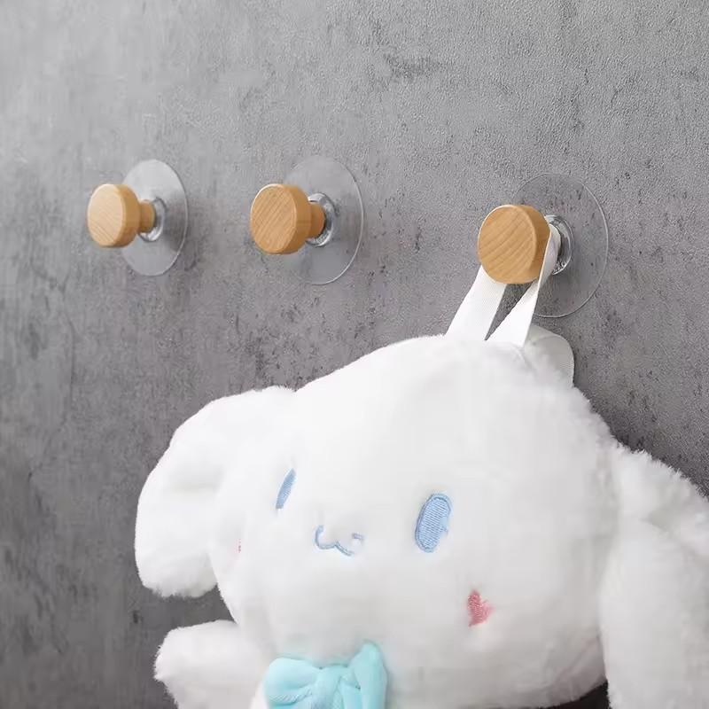 2pcs Self-adhesive Wooden Hook Home Accessories Bathroom Wall Hook Bedroom Coat Storage Rack Towel Key Decoration Hook Hanger