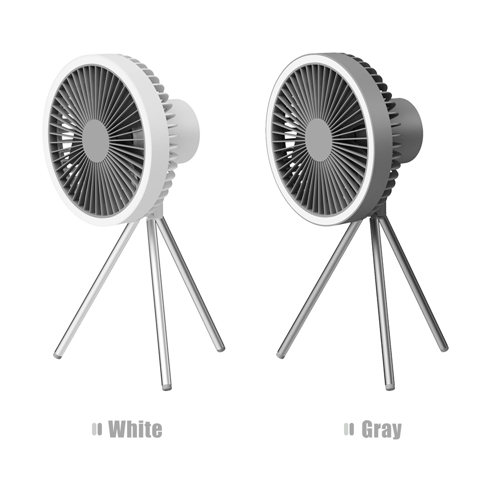 7 Inch LED Hanging Fan with Tripod USB Camping Lights with Fan Portable Desk Fan 3 Speeds & Brightness LED Ceiling Fan for Outdoor Camping Stud