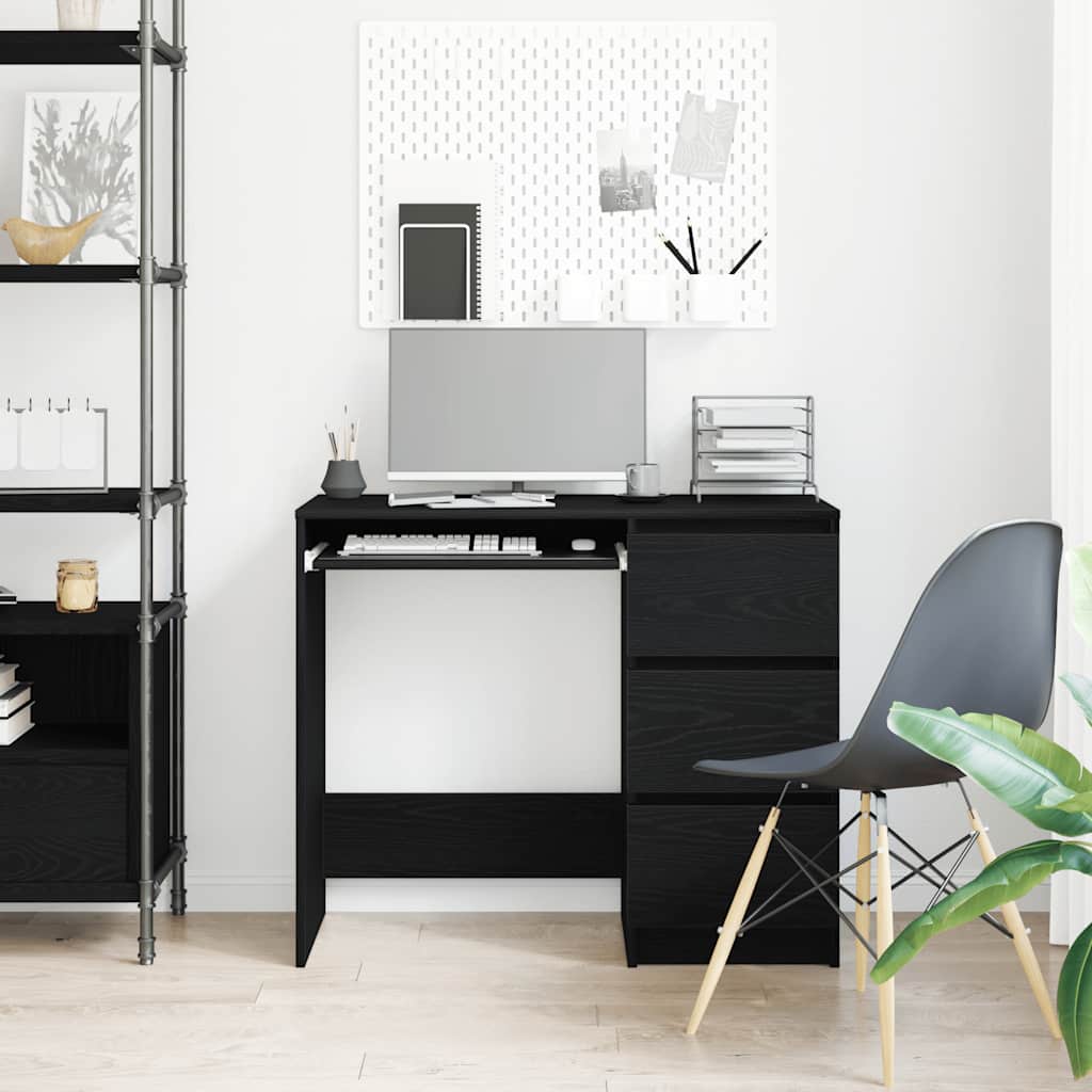 Desk Black Oak Effect 90 x 45 x 76 cm Engineered Wood
