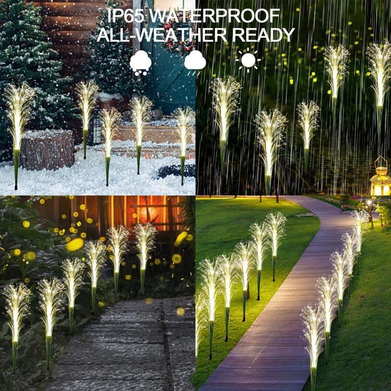 Solar LED Garden Reed Lights Outdoor Decorative Waterproof Solar Powered Flower Stake Light Christmas Lights for Yard Lawn Garde