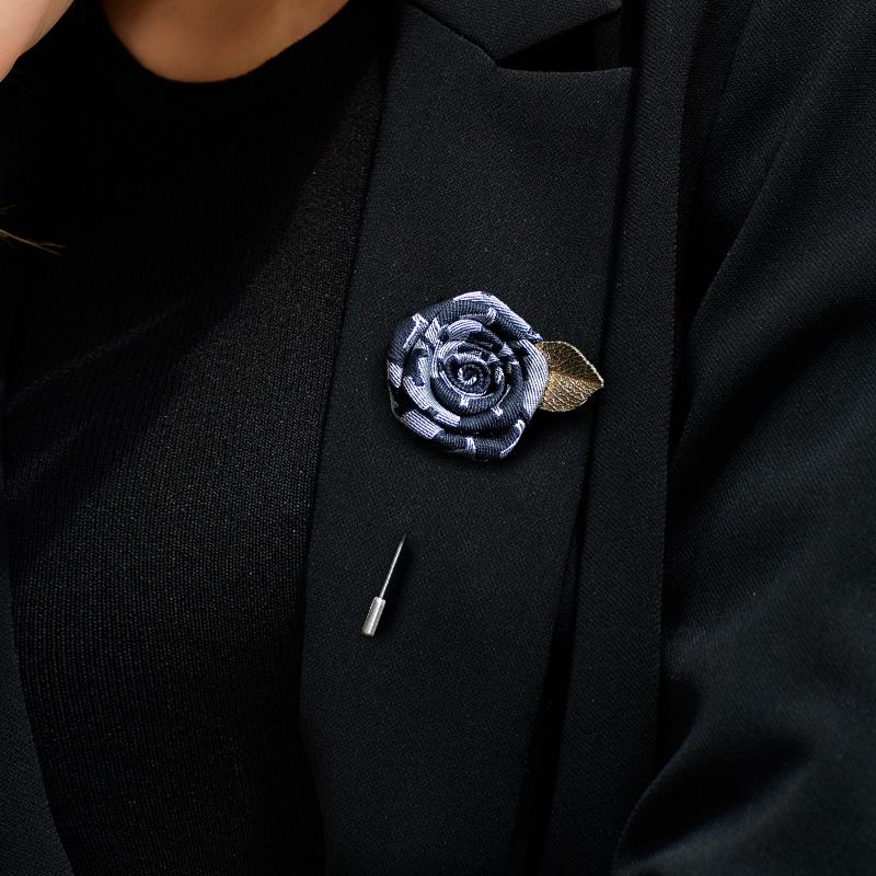 1PC Wedding Bridegroom Brooch Cloth Collar Brooch Alloy Lapel Pins Rose Flower Accessories Suit