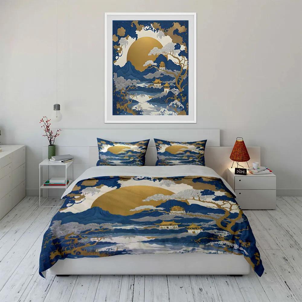 "Oriental Landscape Art Decor 3PC" Multiple Sizes Kid's and Adults' Bedroom Exquisite 3PC Bedding Set Gift