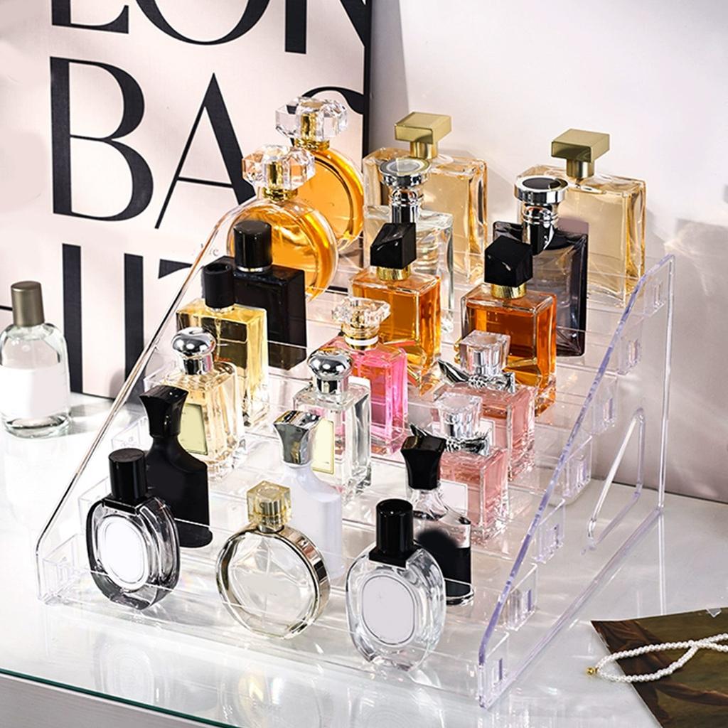 1 unidad, Estante de almacenamiento de perfume transparente de múltiples capas, Estante de exhibición de cosméticos, Estante organizador de tocador, Estante para esmalte de uñas