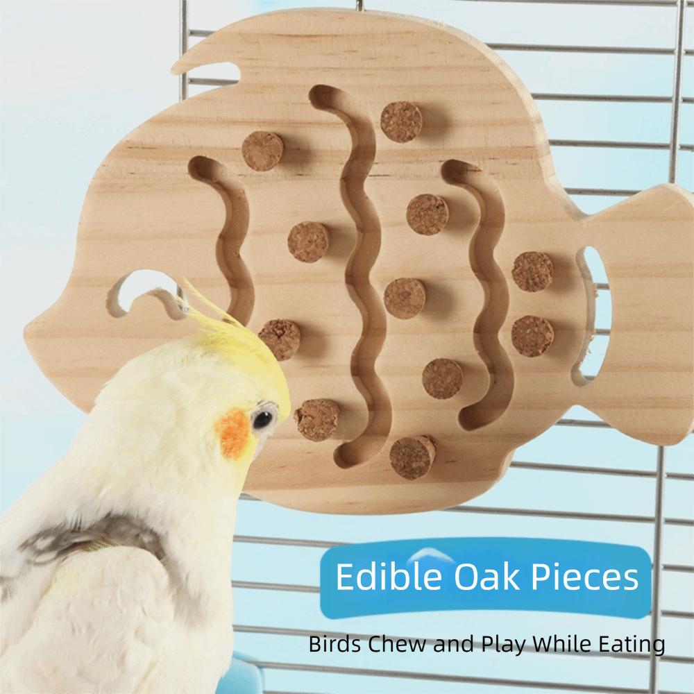 Wooden Parrot Puzzle Toys Bite Resistant Block Cork Bird Chewing Toys Durable Wear-Resistant Bird Perch Stand Cage Accessories