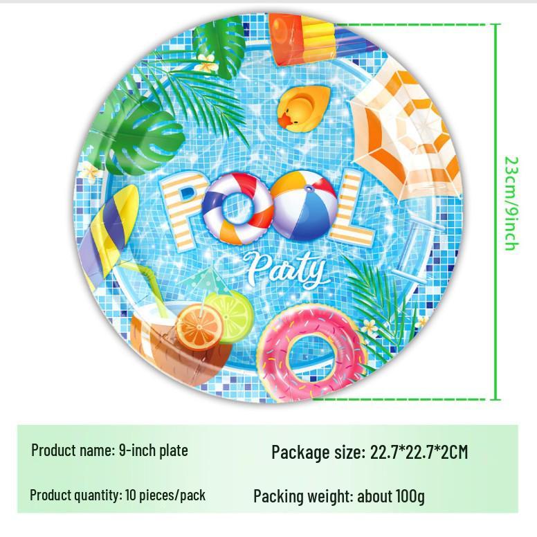 Kids Pool Party Theme Disposable Plates, Napkins & Cups Set