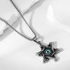 Men's Stainless Steel Hexagram Pendant Necklace with Blue Eye of Providence
