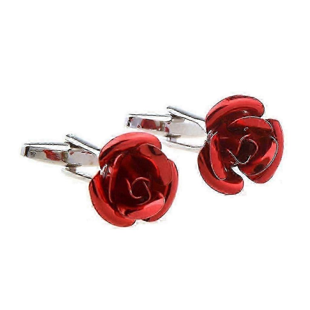 A 1 pair gift of a rose red flower design cufflink, for presentation