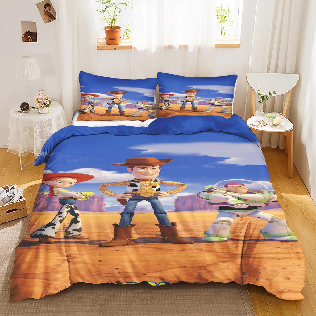 Toy Story Anime Zuhause Schlafzimmer Komfort Nordisches Polyester Material Geeignet für Kinder und Erwachsene 3-teiliges Set
