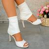 Plus Size Women's Shoes European and American Fish Mouth Stiletto Heels Outer Wear Back Zipper Sandals Open Toe Romans