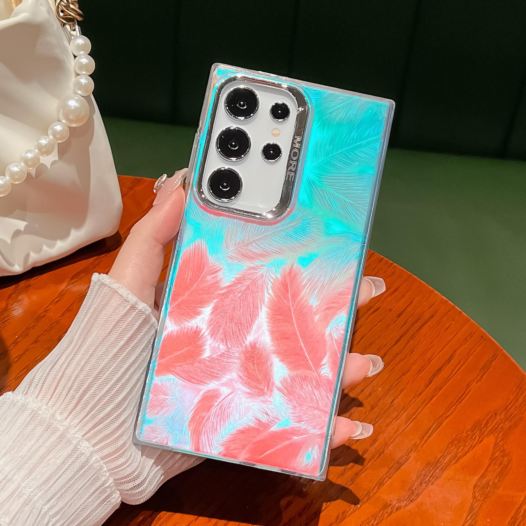 

Чехол с гальваническим покрытием для Samsung Galaxy S24 Ultra, силикон+ПК, IMD, лазерный эффект, чехол для телефона AK1