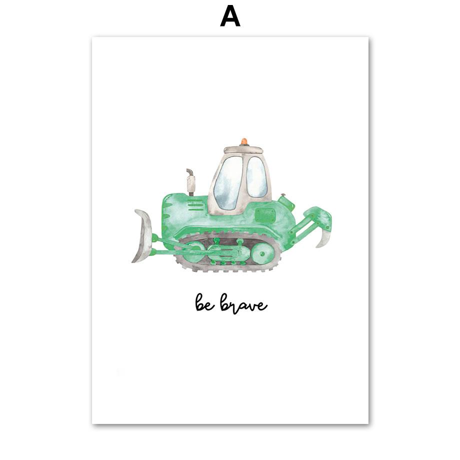 Construction Trucks Transportation Vehicles Car Boy Nursery Wall Art Print Canvas Painting Wall Pictures Baby Kids Room Decor