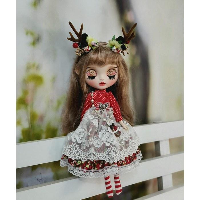 Blythe Outfit Obitsu24/Likachan/Azone/Jenny 1/6 Doll Clothes Antler Decoration Dress One Size