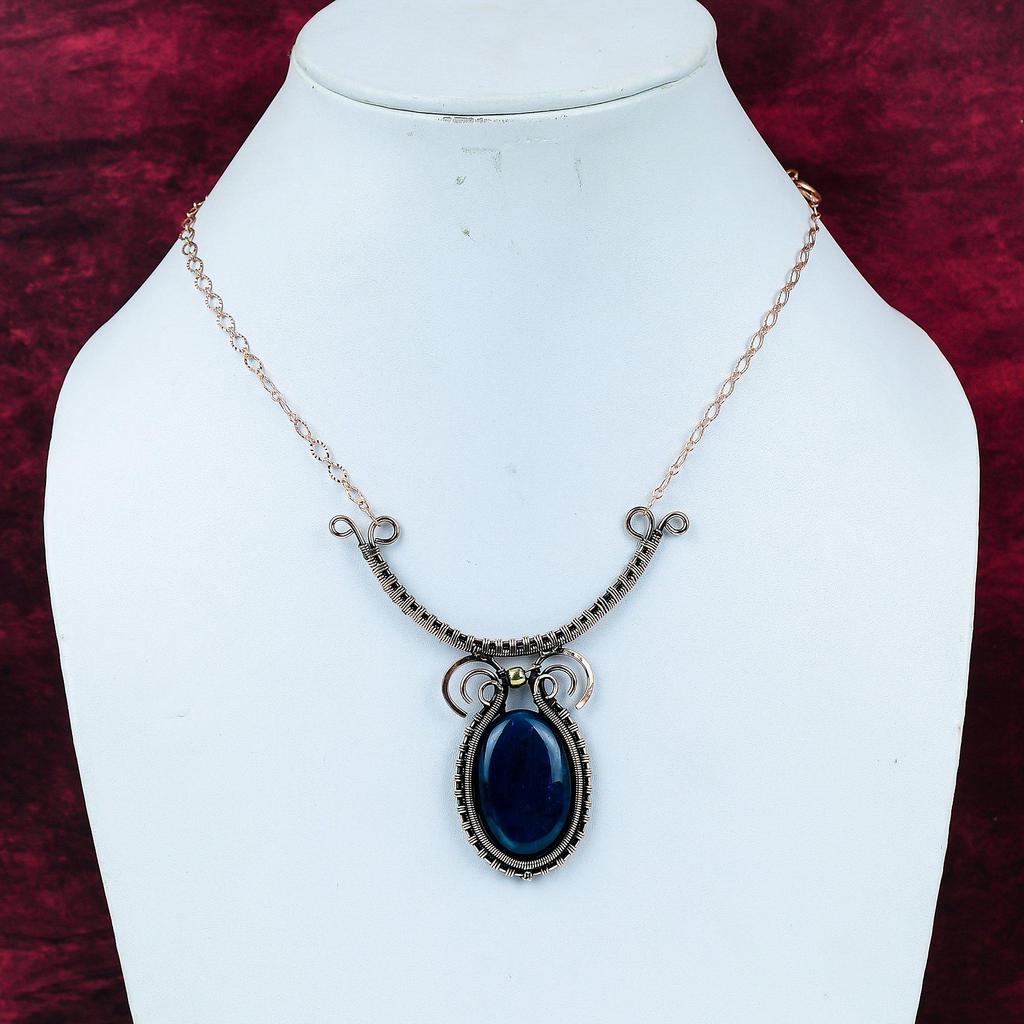 Neon Flash Labradorite Necklace Copper Wire Wrapped Gemstone Necklace Adjustable Chain Necklace Copper Jewelry Handmade Necklace For Gifts