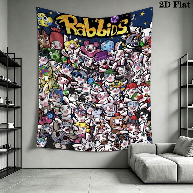 Rabbids Invasion Glow Wall Hanging Printed Fabric Blanket Decorative Tapestries for Bedroom Living Room Home Decor
