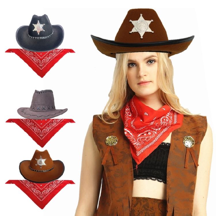 Halloween Cowboy Costume 2Pcs Cosplay Dress Up Parties Stage Performances Western Cowboy Outfits for Kids Adults Gifts