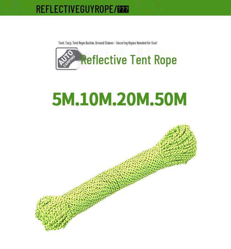 CLS High Visibility Reflective Rope 50m, 4mm, Durable Polypropylene for Outdoor Tent and Tarp Use