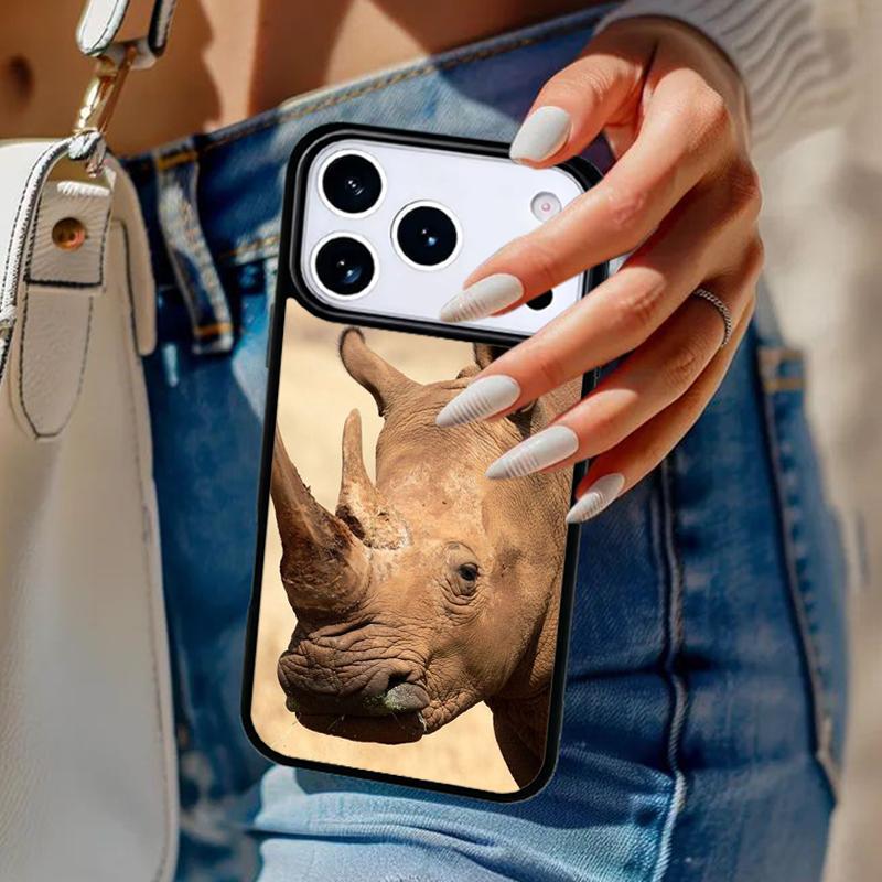 Animal Rhino Phone Case For iPhone 17 Air 14 15 13 12 Max Cover For Apple 14 15 16 16e 11 Pro Max Plus Coque