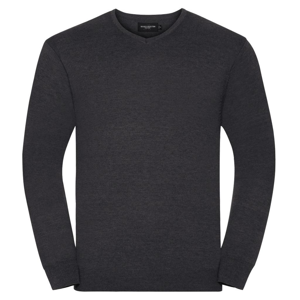 Russell Collection Mens V-Neck Knitted Pullover Sweatshirt