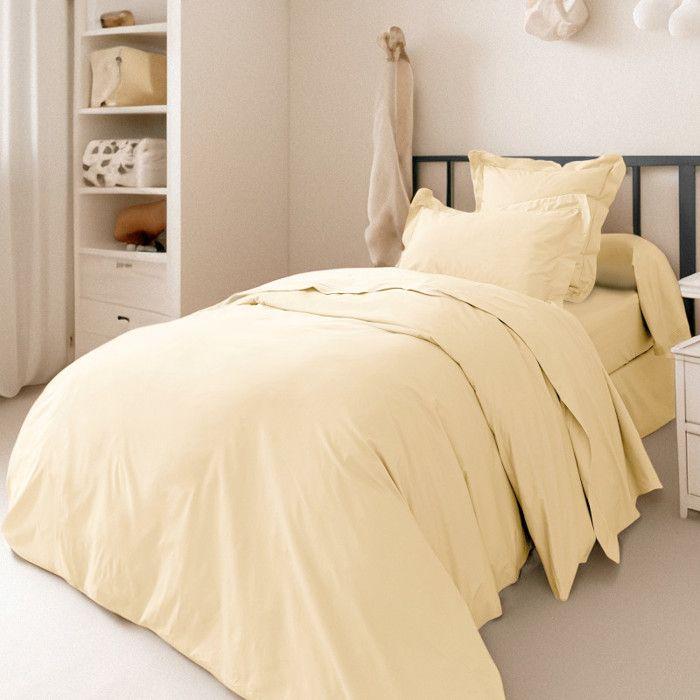 Housse de couette percale de coton peigné "Julian" toutes dimensions Coton Pur - Julian Ivoire - Housse de couette 140 x 200 cm