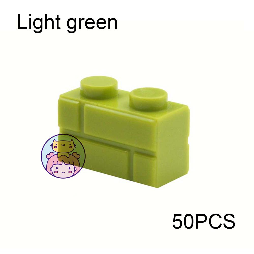 50pcs Wall Striped Bricks MOC 1x2 Building Blocks Toys Palace Castle Creative Figures Military House Wall Transparency Parts