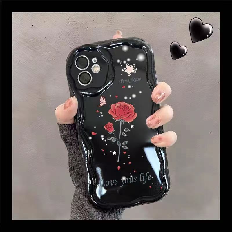 Japanese and Korean Romantic Roses Are Suitable for Iphone17pro Mobile Phone Case Apple 1514/13promax New 16.