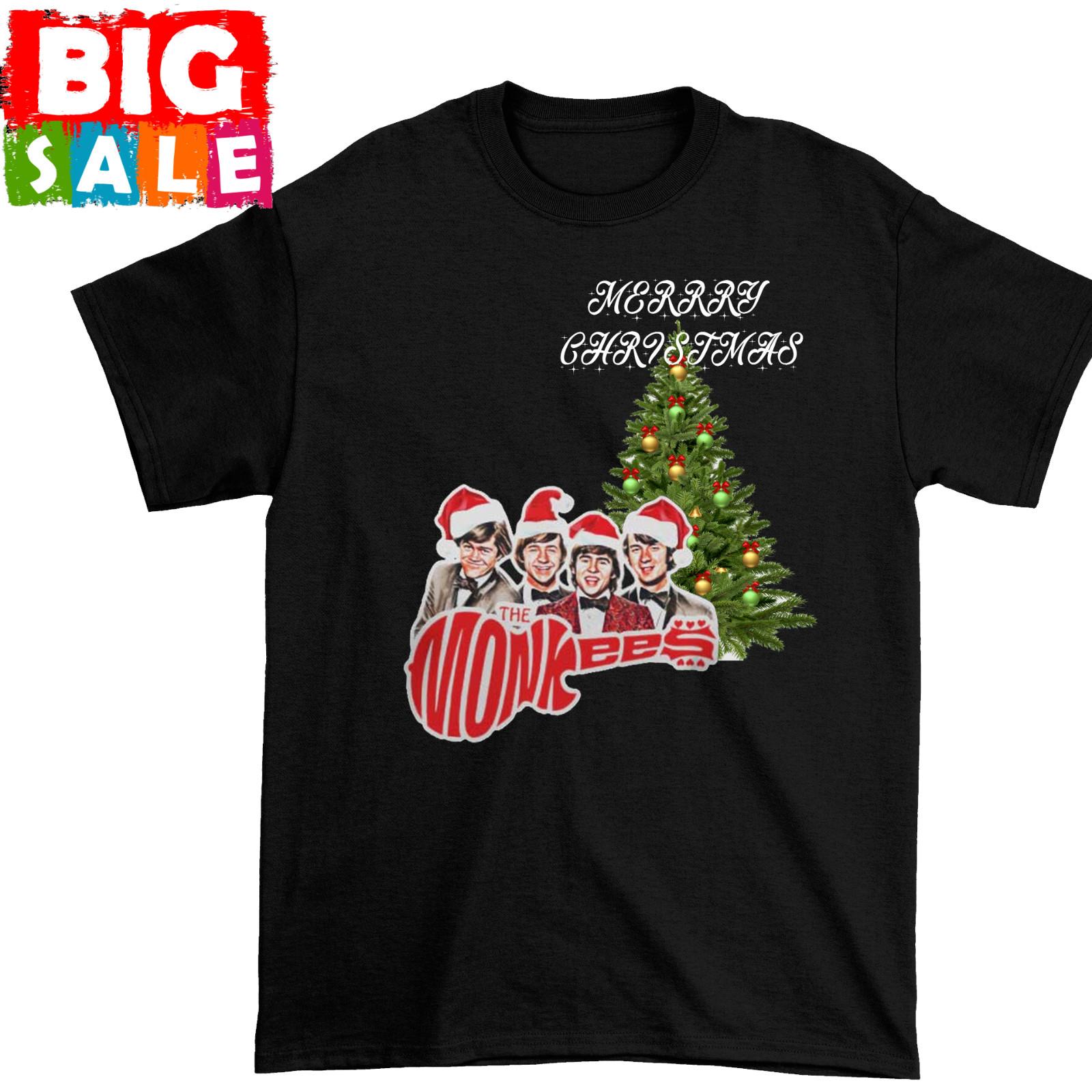 New The Monkees Shirt Christmas Tree Family Black uinex D1034 M
