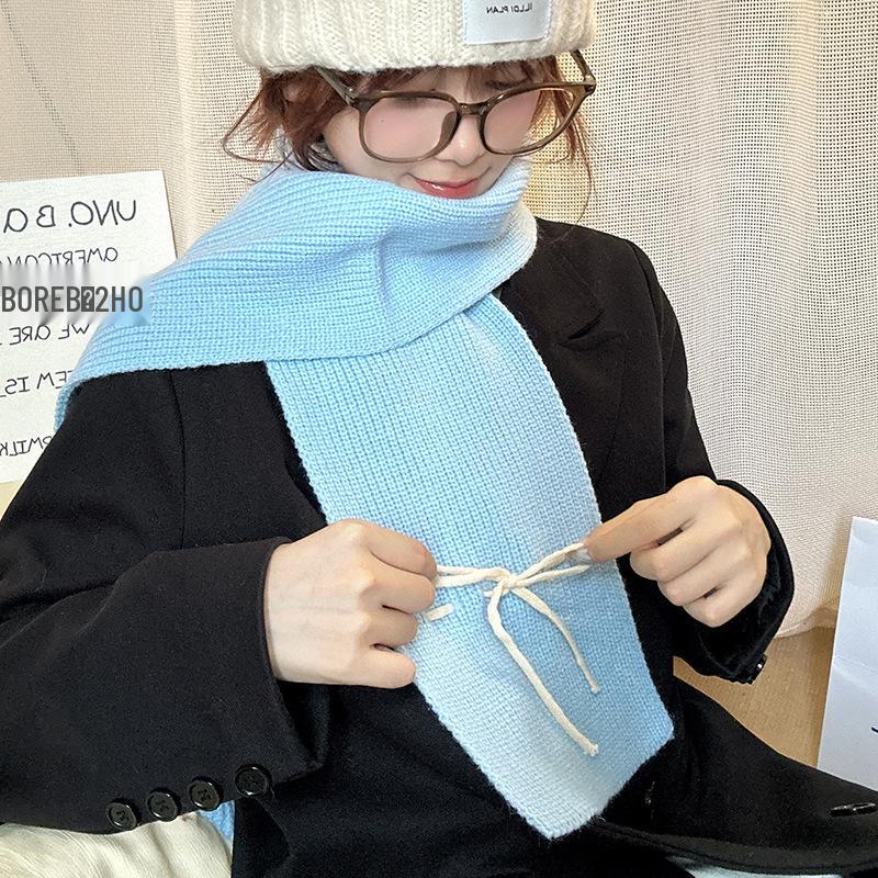 Luochi Knitting Bow Tie Scarf: Women's Winter Warm, Windproof Wool Neck Warmer