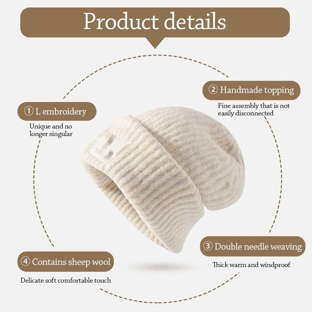 Casual Knitted Beanies Solid Color Windproof Knitted Cap Unisex Ear Warmer Cap Men