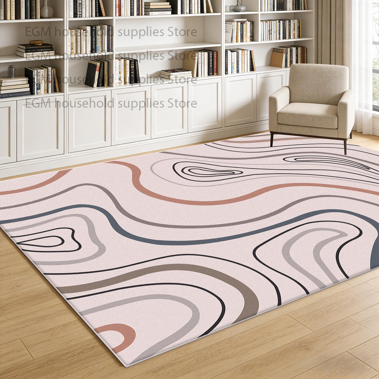 

Japanese Abstract Carpets Simple Living Room Decor Bedroom Fluffy Soft Rug Lounge Cream Antiskid Floor Mat Machine Washable 60x90cm