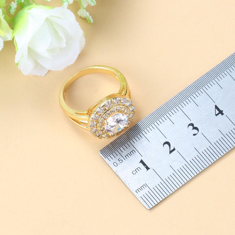Simple Round Bridal Four-Piece Suit White Zircon Crystal Gold Color Women Jewelry Sets Dangle Earrings/Bracelet/Ring 6-Colors