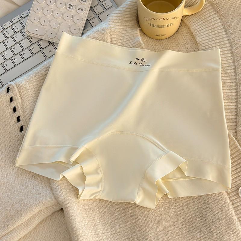 Women's Japanese Seamless Ice Silk Panties, Summer Lightweight, Extended Cotton Crotch Mid-Waist Boxer Briefs.