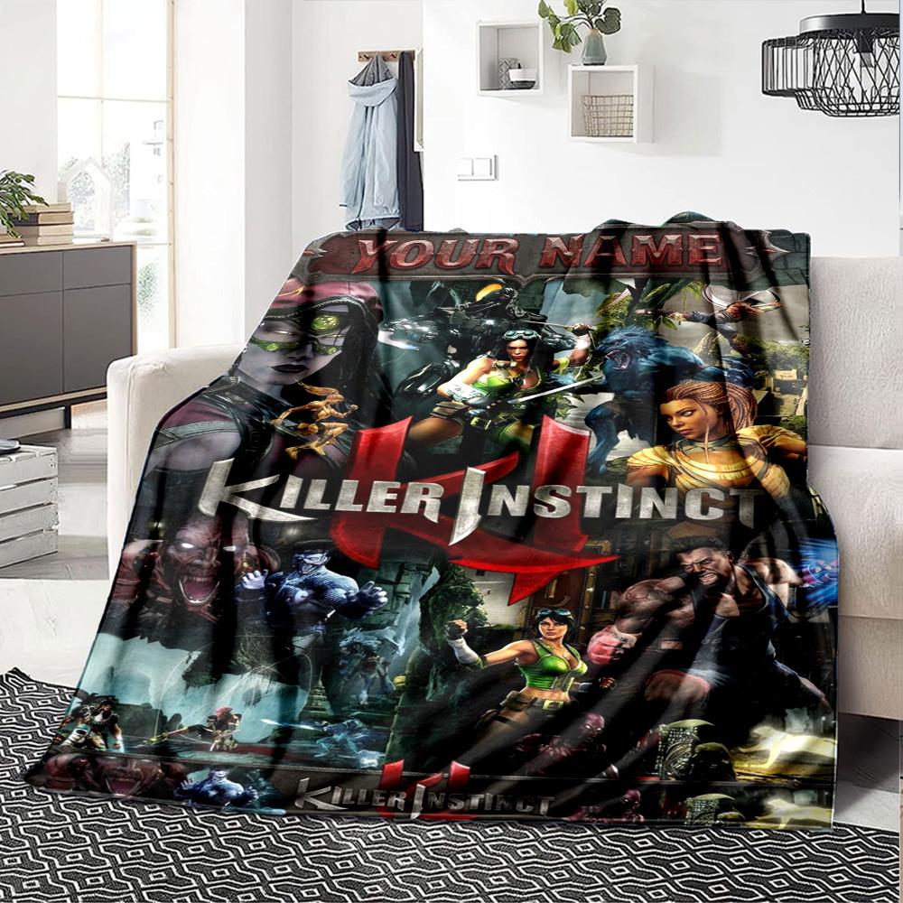 Name Custom KILLER INSTINCT Print Flannel Blanket High Quality Warm Comfortable Cover for All Seasons Perfect for Gifts Home Decor