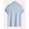 Men Waffle Knit Turn Down Collar Short Sleeve Polo Shirt Casual Breathable Solid Daily Tops