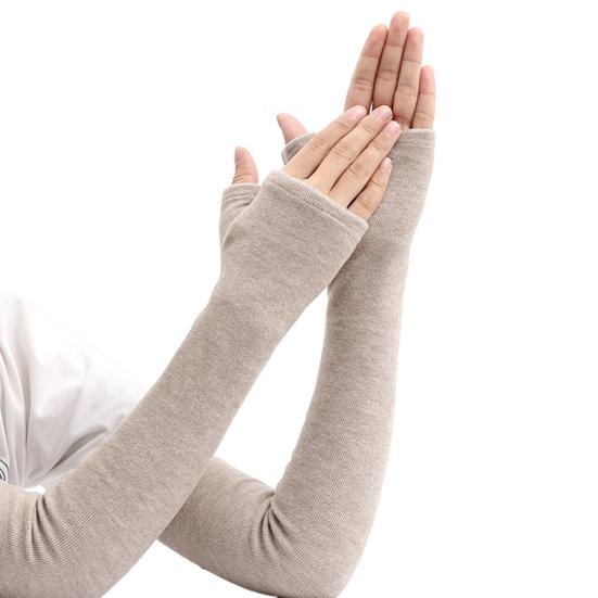 1 Pair Fall Winter Gloves Fingerless Knitted High Elasticity Touchscreen Non-slip Elbow-Length Arm Warmers Arm